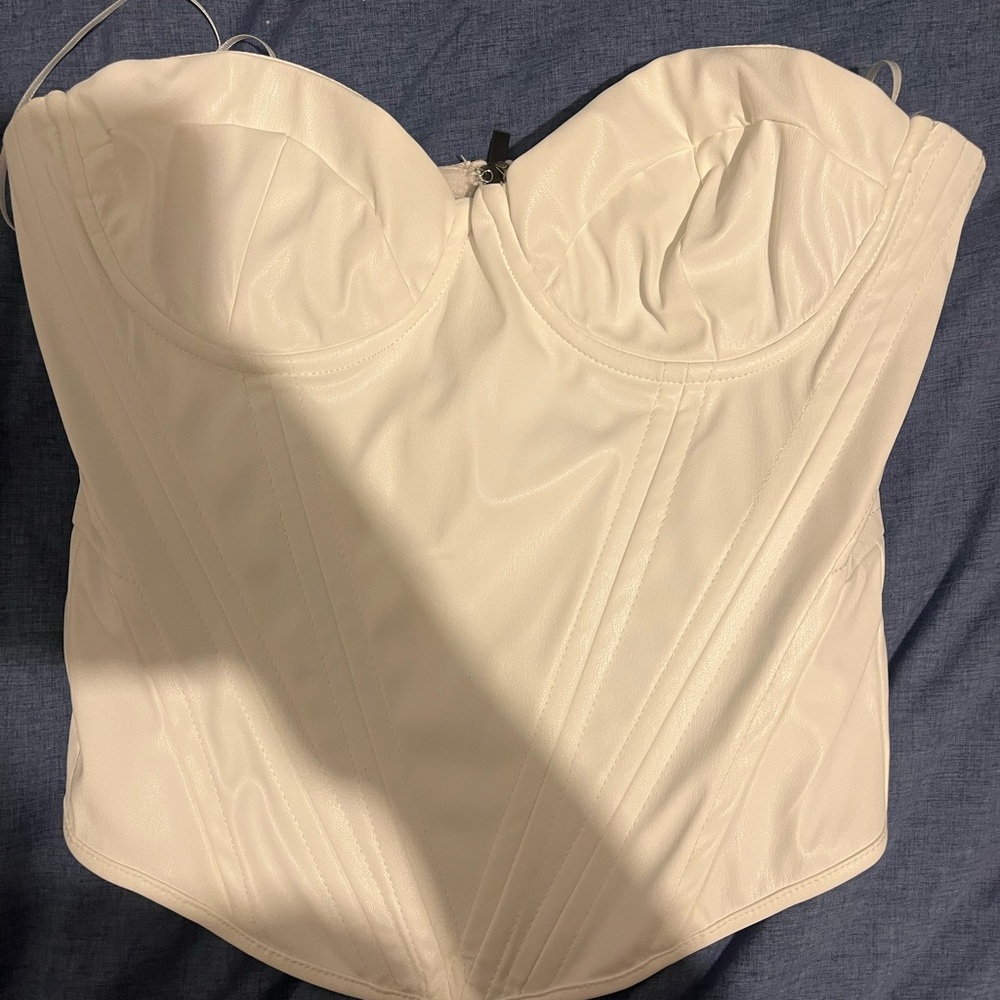 White Fashion Nova Bae For Tonight Corset Top